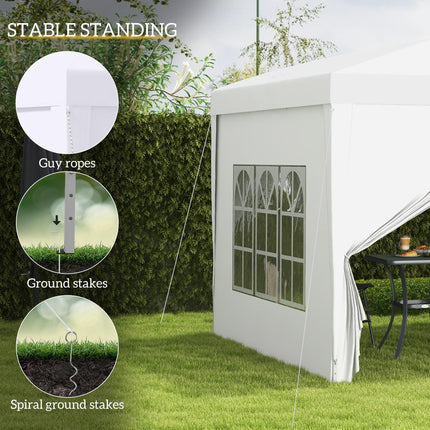 3x3m Pop Up Gazebo Tent with Removable Walls and Carry Bag - White