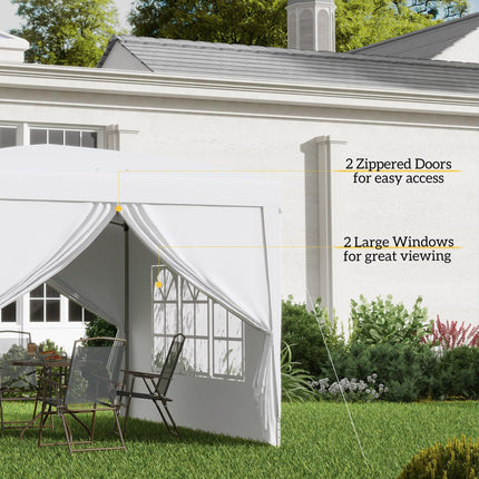 3x3m Pop Up Gazebo Tent with Removable Walls and Carry Bag - White