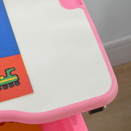 Adjustable Kids Desk and Chair Set with Storage Drawer - Pink