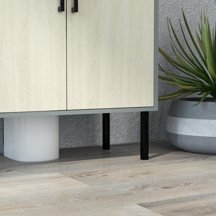 Under Sink Bathroom Vanity Cabinet with Double Doors and Shelves 60x30x61cm - Natural