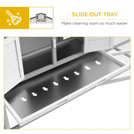 Large Outdoor Rabbit Hutch with Run, Tray & Ramp - Light Grey