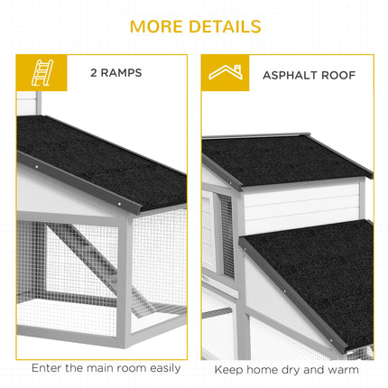 Large Outdoor Rabbit Hutch with Run, Tray & Ramp - Light Grey
