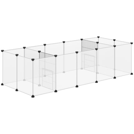 DIY Pet Playpen 18-Panel Small Animal Cage for Guinea Pigs & Hedgehogs 175x70x45 cm - White