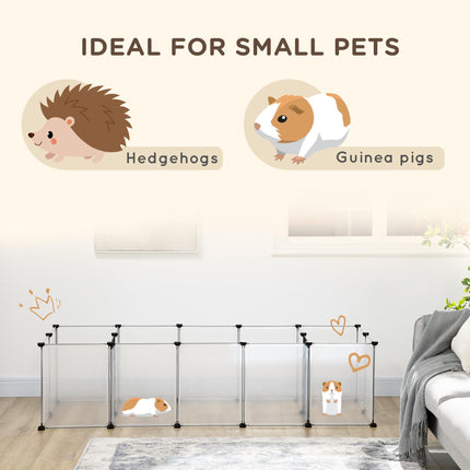 DIY Pet Playpen 18-Panel Small Animal Cage for Guinea Pigs & Hedgehogs 175x70x45 cm - White