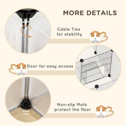 DIY Pet Playpen 18-Panel Small Animal Cage for Guinea Pigs & Hedgehogs 175x70x45 cm - White