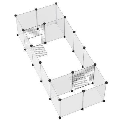 DIY Pet Playpen 18-Panel Small Animal Cage for Guinea Pigs & Hedgehogs 175x70x45 cm - White