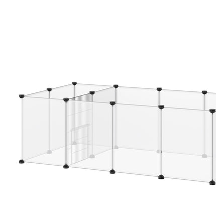 DIY Pet Playpen 18-Panel Small Animal Cage for Guinea Pigs & Hedgehogs 175x70x45 cm - White