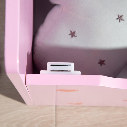 4PC Kids Bedroom Furniture Set with Bed, Toy Box Bench, Dressing Table & Stool, Princess Theme - Pink