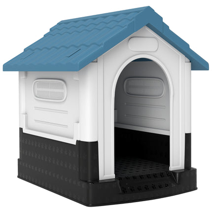 Outside Dog Kennel House for Miniature Dogs 64.5 x 57 x 66 cm - Blue Black Grey White