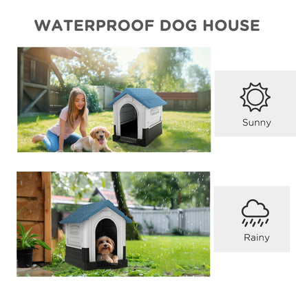 Outside Dog Kennel House for Miniature Dogs 64.5 x 57 x 66 cm - Blue Black Grey White