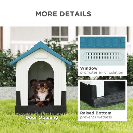 Outside Dog Kennel House for Miniature Dogs 64.5 x 57 x 66 cm - Blue Black Grey White