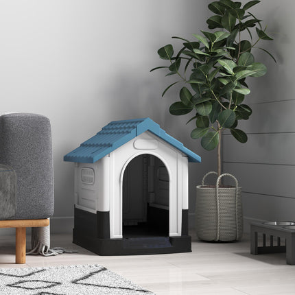 Outside Dog Kennel House for Miniature Dogs 64.5 x 57 x 66 cm - Blue Black Grey White