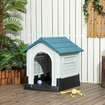 Outside Dog Kennel House for Miniature Dogs 64.5 x 57 x 66 cm - Blue Black Grey White