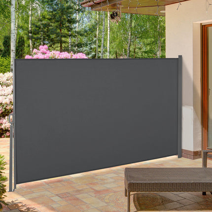 Retractable Sun Awning Screen 300x160 cm UV Protection and Privacy - Grey
