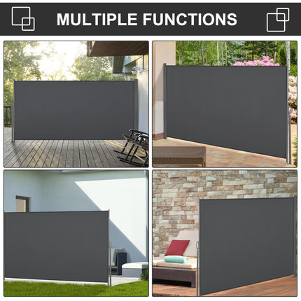 Retractable Sun Awning Screen 300x160 cm UV Protection and Privacy - Grey