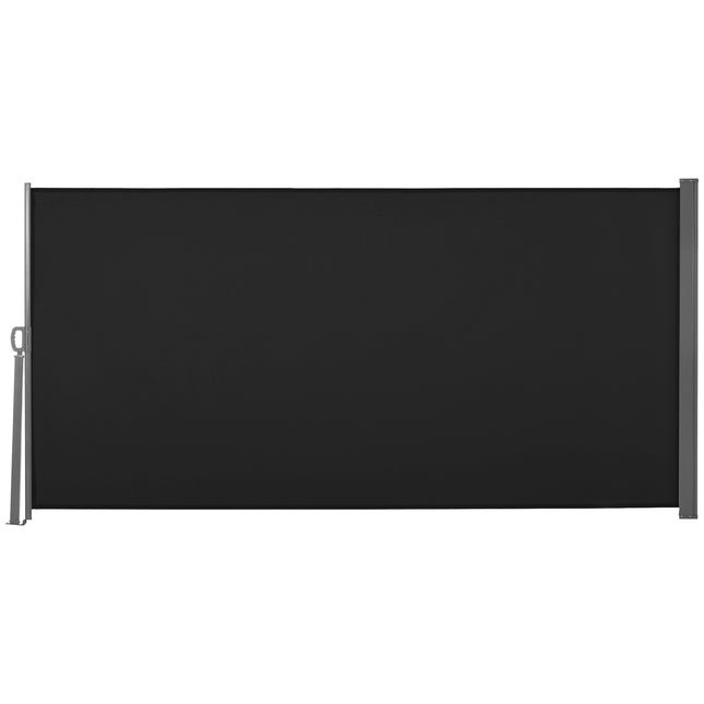 Retractable Side Awning Privacy Screen with UV Protection 300x160cm - Black