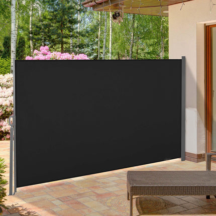 Retractable Side Awning Privacy Screen with UV Protection 300x160cm - Black