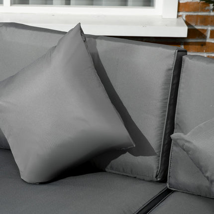 8-Piece PE Rattan Corner Sofa Set with Tempered Glass Table and Washable Cushions - Grey