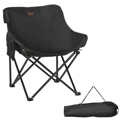 Lightweight Folding Camping Chair with Carry Bag and Storage Pocket for Festivals, Fishing, Beach, Hiking - Black