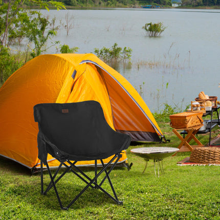 Lightweight Folding Camping Chair with Carry Bag and Storage Pocket for Festivals, Fishing, Beach, Hiking - Black