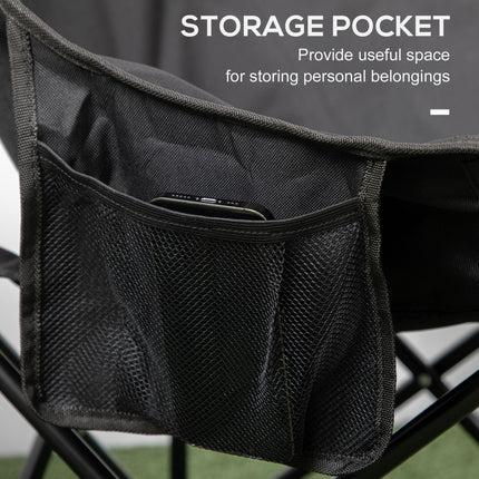 Lightweight Folding Camping Chair with Carry Bag and Storage Pocket for Festivals, Fishing, Beach, Hiking - Black