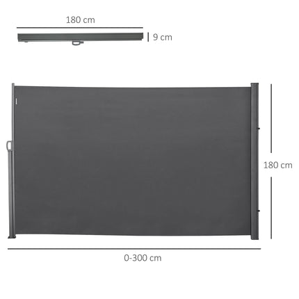 Retractable Patio and Balcony Sun Awning Privacy Screen 3x1.8m - Grey