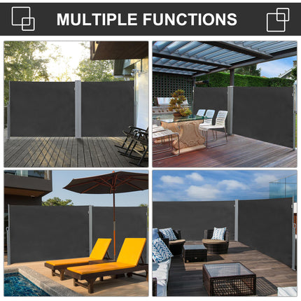 Retractable Patio and Balcony Sun Awning Privacy Screen 3x1.8m - Grey