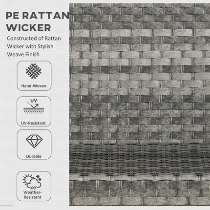 9 Piece PE Rattan Garden Furniture Set with 50,000 BTU Gas Fire Pit Table - Grey