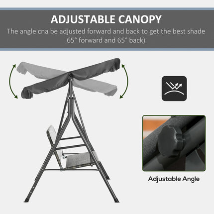 3-Person Outdoor PE Rattan Swing Chair with Steel Frame & Adjustable Canopy - Grey