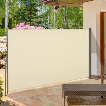 Retractable Sun Awning Privacy Screen 300x160cm - Cream White