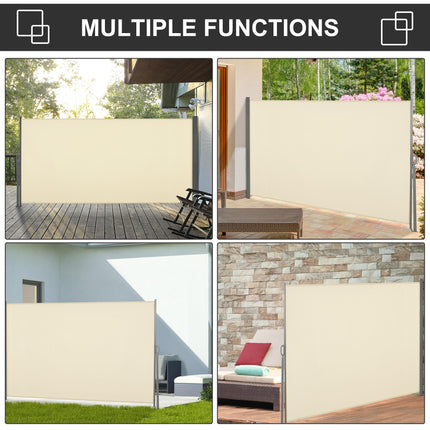 Retractable Sun Awning Privacy Screen 300x160cm - Cream White