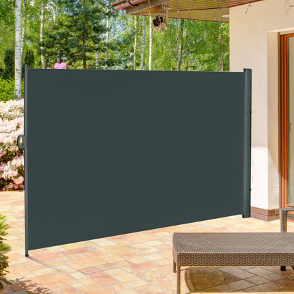 Retractable 3x2M Sun Awning Privacy Screen with Steel Frame - Dark Grey