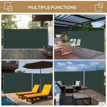 Retractable 3x2M Sun Awning Privacy Screen with Steel Frame - Dark Grey