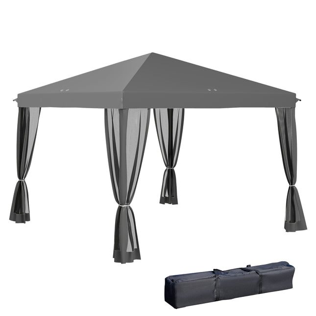 3 Piece 3x3m Pop Up Garden Gazebo Set with Removable Mesh Walls - Light Grey