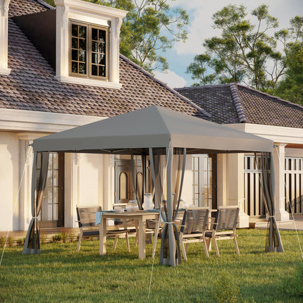 3 Piece 3x3m Pop Up Garden Gazebo Set with Removable Mesh Walls - Light Grey