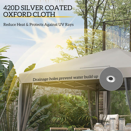 3 Piece 3x3m Pop Up Garden Gazebo Set with Removable Mesh Walls - Light Grey