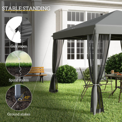 3 Piece 3x3m Pop Up Garden Gazebo Set with Removable Mesh Walls - Light Grey