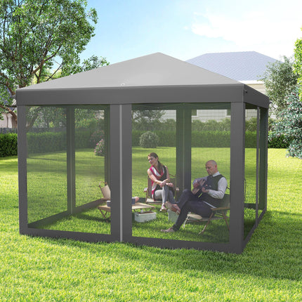 3 Piece 3x3m Pop Up Garden Gazebo Set with Removable Mesh Walls - Light Grey