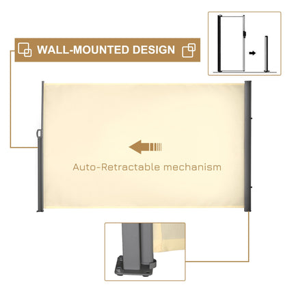 Retractable Outdoor Sun Awning Privacy Screen 300x180cm - Cream White