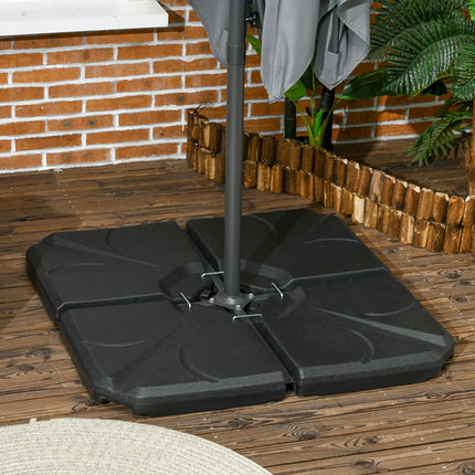 Set of 4 Parasol Base Stand Weights for Banana Hanging Cantilever Umbrella - Black