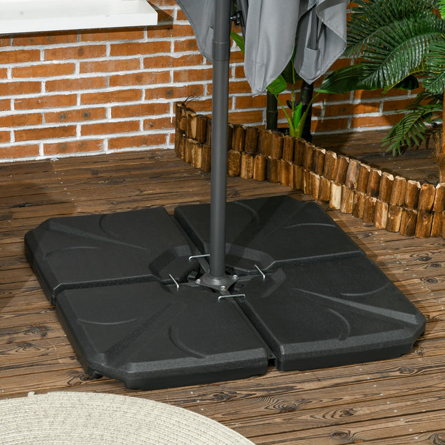Set of 4 Parasol Base Stand Weights for Banana Hanging Cantilever Umbrella - Black