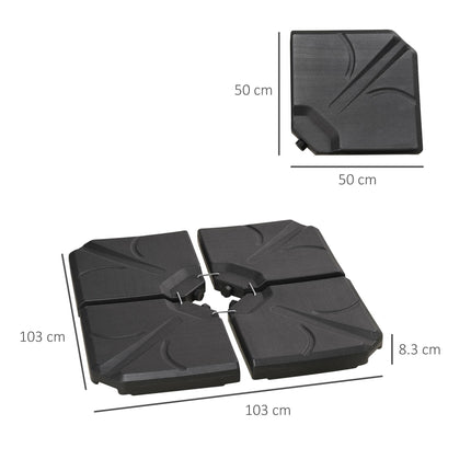 Set of 4 Parasol Base Stand Weights for Banana Hanging Cantilever Umbrella - Black