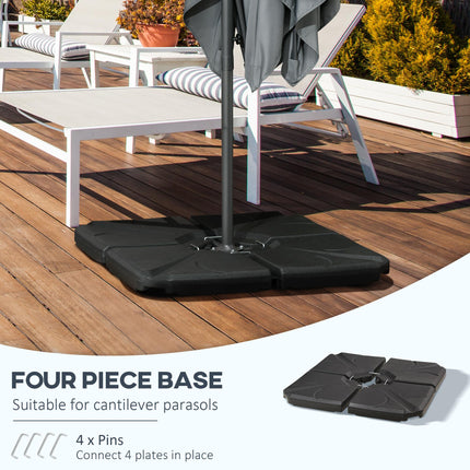 Set of 4 Parasol Base Stand Weights for Banana Hanging Cantilever Umbrella - Black