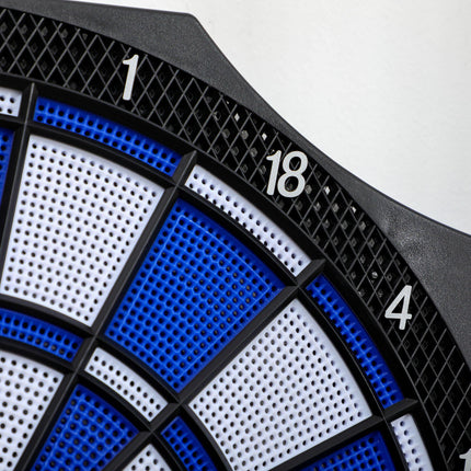 Electronic Dartboard Set with Cabinet, 31 Games, 8 Players, 6 Soft Tip Darts & LCD Scoring - Black and Red