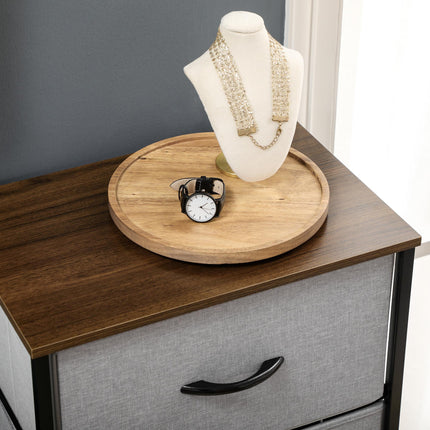 Industrial Chest of Drawers with 5 Fabric Storage Drawers, Steel Frame & Wooden Top - Grey