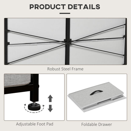Industrial Chest of Drawers with 8 Fabric Storage Drawers, Steel Frame & Wooden Top - Grey