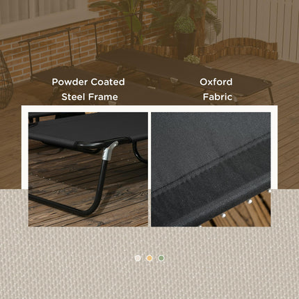 Folding Chaise Lounge Pool Chairs with Reclining Back and Steel Frame - Black