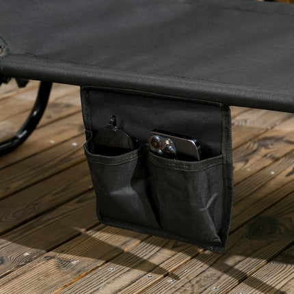 Folding Chaise Lounge Pool Chairs with Reclining Back and Steel Frame - Black