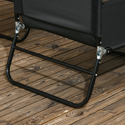 Set of 2 Folding Outdoor Sun Loungers with Reclining Back, Steel Frame Garden Chairs - Black
