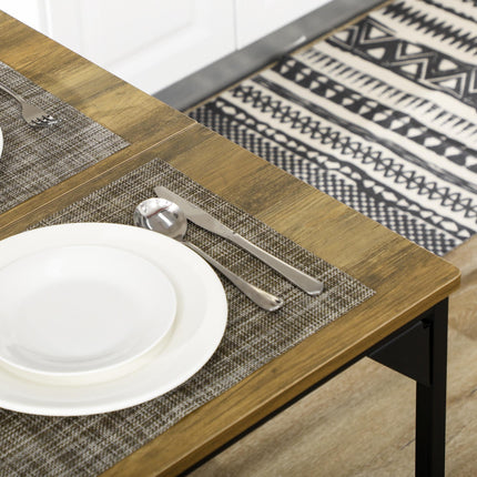 Dining Table and 2 Bench Set for 4 with Space-Saving Design - Natural